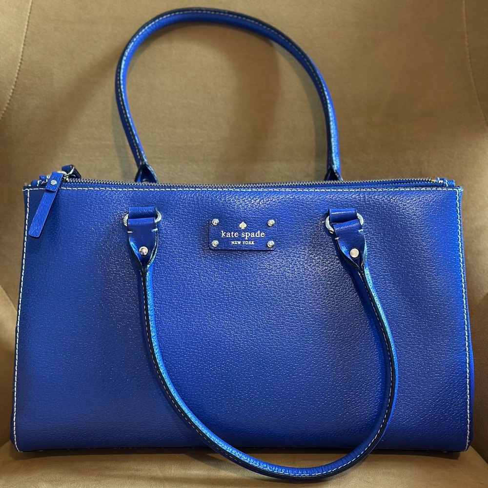 Kate Spade Wellesley Martine Blue Leather Laptop Bag Satchel